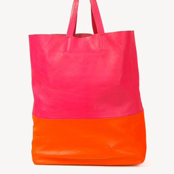 Celine 2011 Lambskin Vertical Bi-Color Cabas Hibiscus Tote Bag - Picture 4 of 13